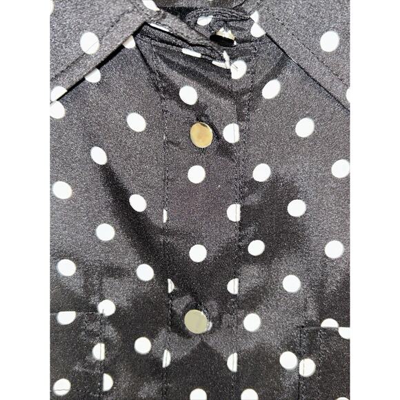 BCBG MAXAZRIA Womens XL Polka Dot Satin Button-Up Blouse Whimsigoth Preppy - Picture 6 of 14